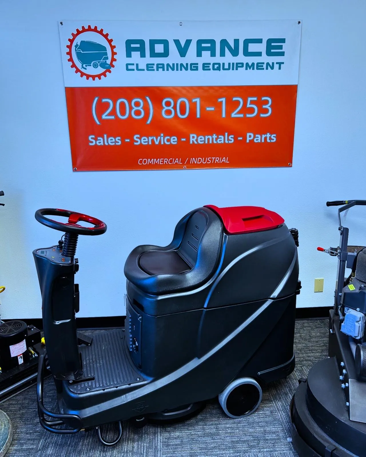 Ride-on floor scrubber available to rent from Advance Cleaning Equipment