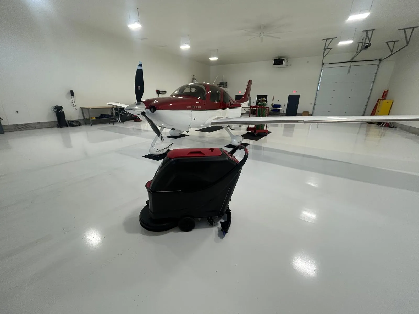 Commercial floor scrubber in the Advance Cleaning Equipment showroom in Boise